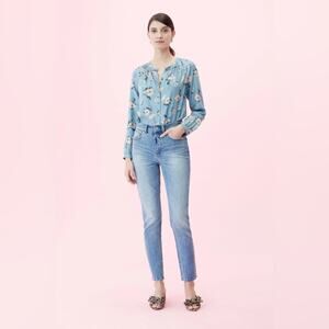 REBECCA TAYLOR Daniella Floral Jacquard Top Silk Lagoon Combo 4